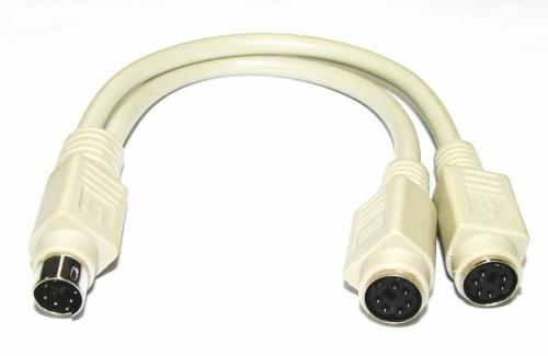 PS2 M to 2xPS2 F Short Y Cable